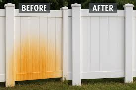 Fence panel before and after rust removal